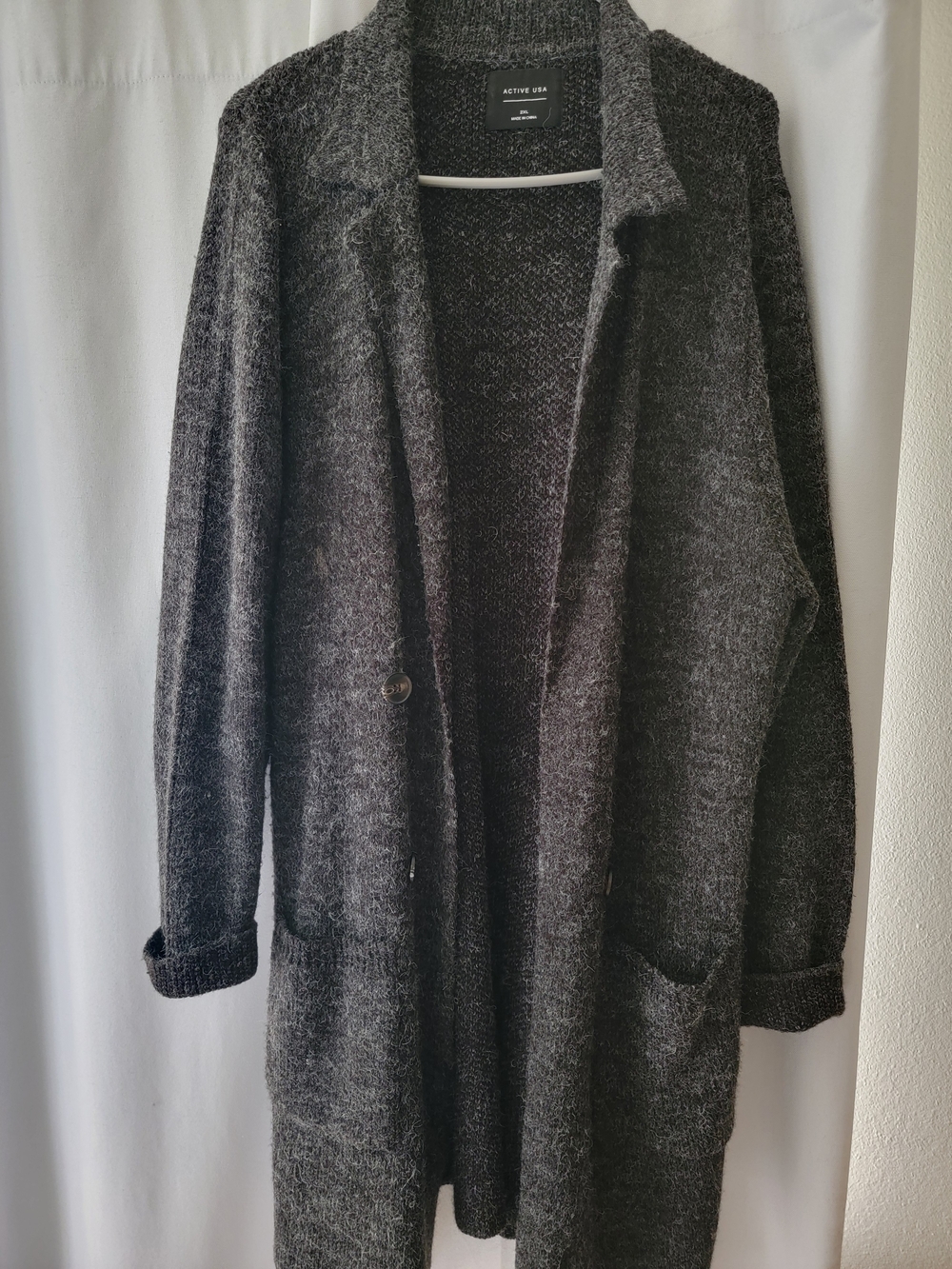 Active USA Women's Dark Charcoal Knit Long Cardigan Blazer